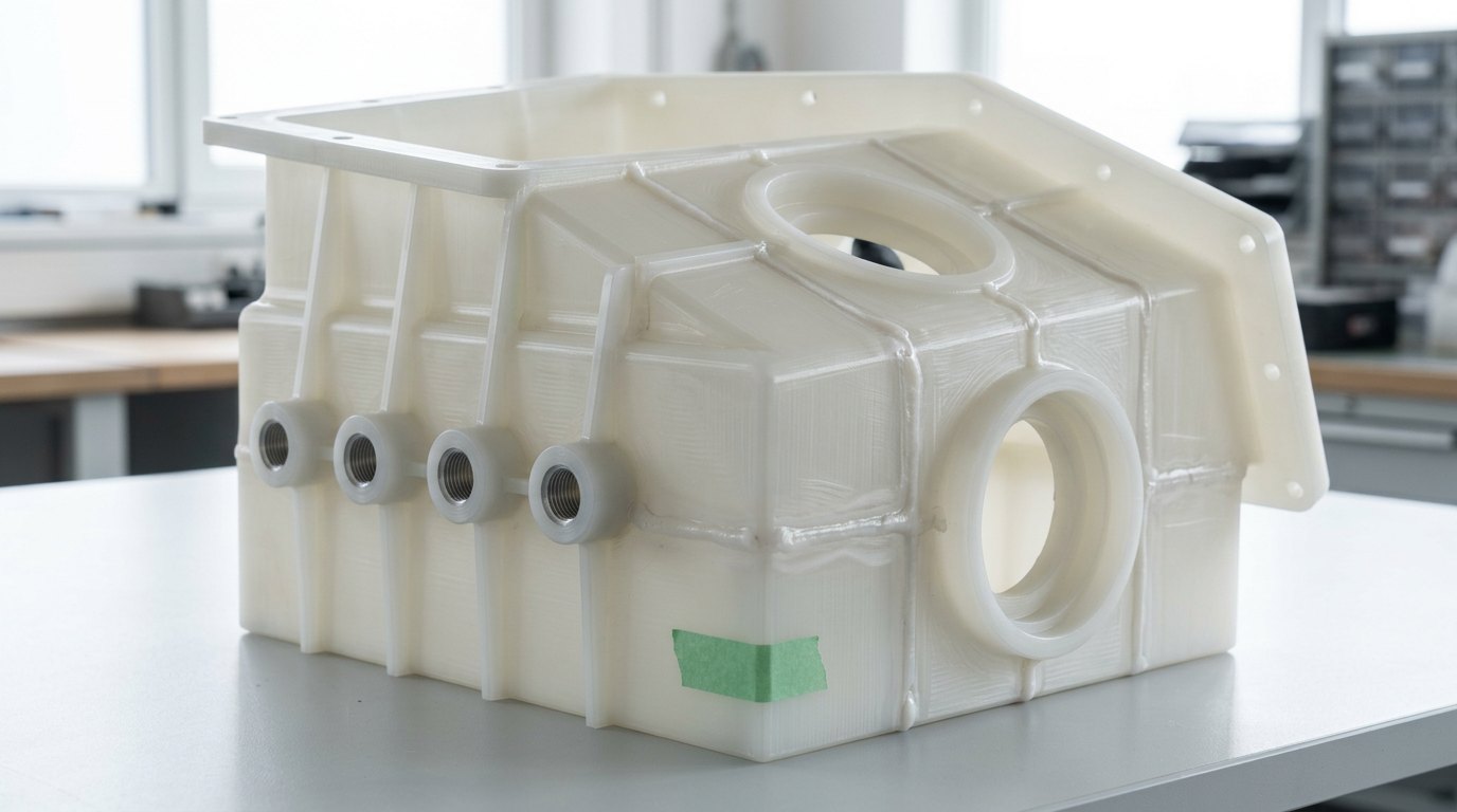 削り出したPP部品を溶着で組み上げた大型ハウジングのイメージ